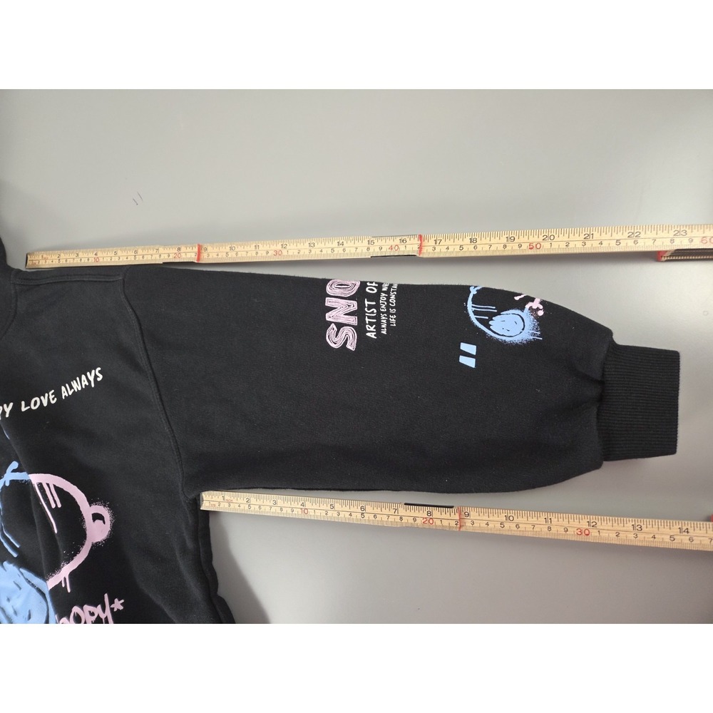 Zara Peanuts Snoopy Puppy Love Always Hoodie Black Sweater Unisex Kids 11-12 EUC - Picture 8 of 8